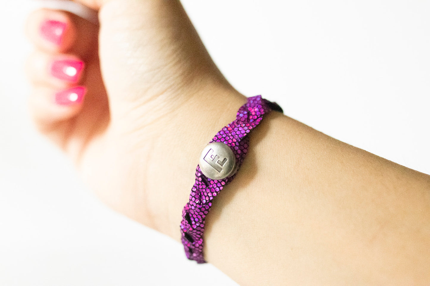 Braided Leather Bracelet / Summer Nights Sparkle