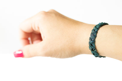 Braided Leather Bracelet / Mermaid Sparkle