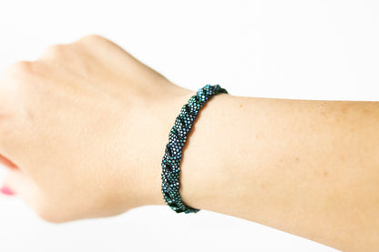 Braided Leather Bracelet / Mermaid Sparkle