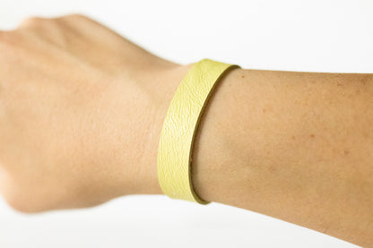 Leather Bracelet / Skinny Slim Cuff / Azalea Yellow