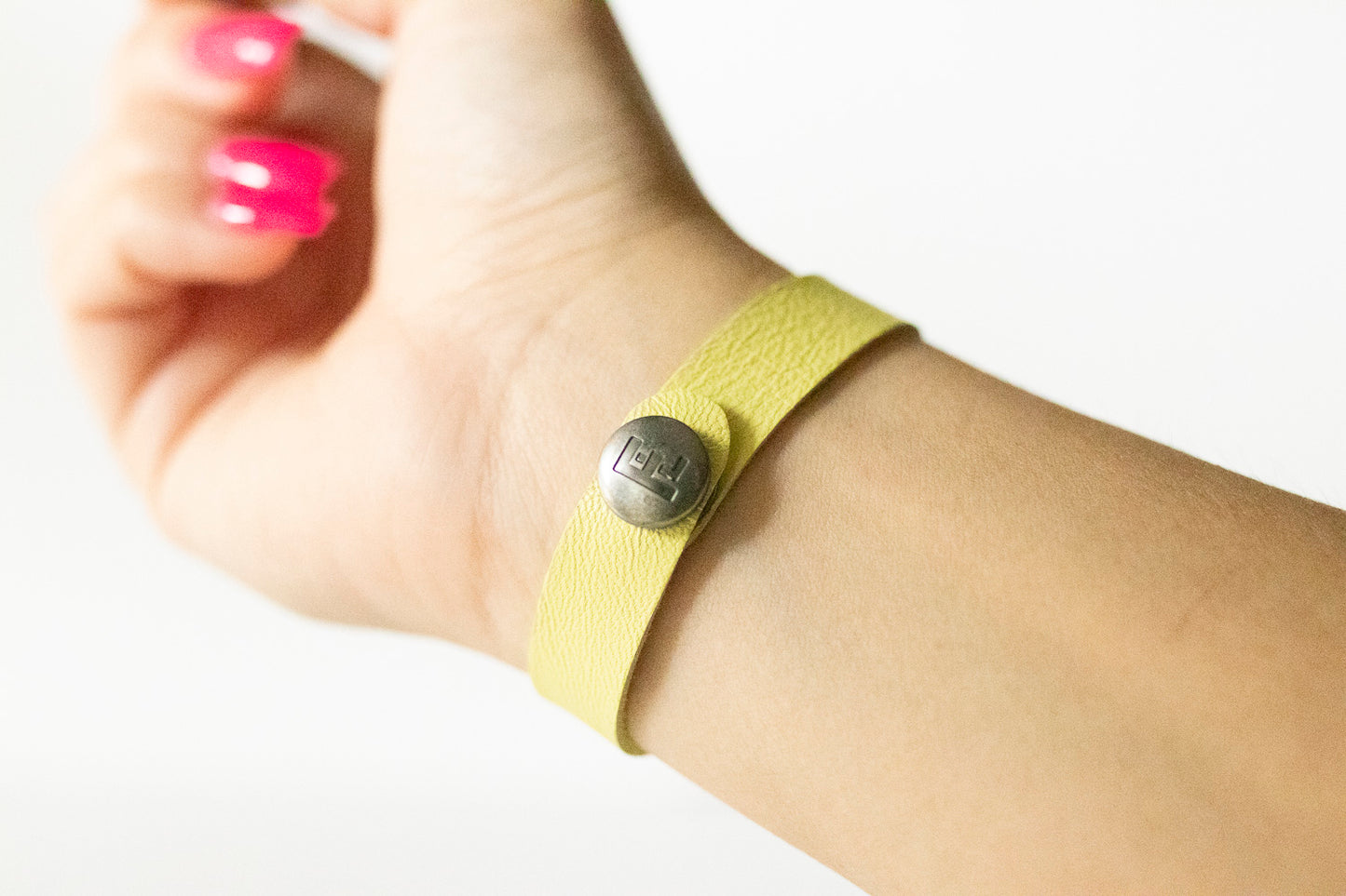 Leather Bracelet / Skinny Slim Cuff / Azalea Yellow