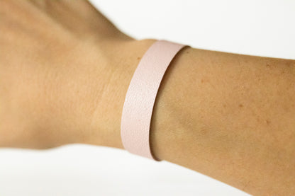 Leather Bracelet / Skinny Slim Cuff / Peony Pink