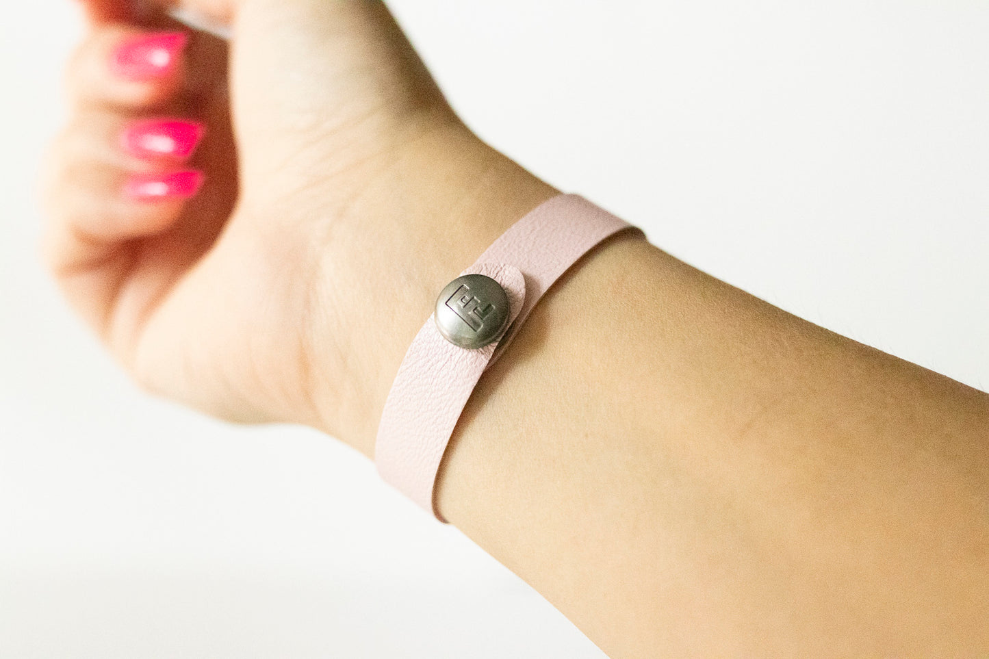 Leather Bracelet / Skinny Slim Cuff / Peony Pink