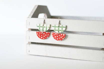 Leather Earrings / Demi Luna / Strawberry Basket