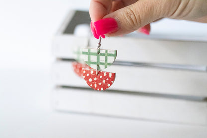 Leather Earrings / Demi Luna / Strawberry Basket