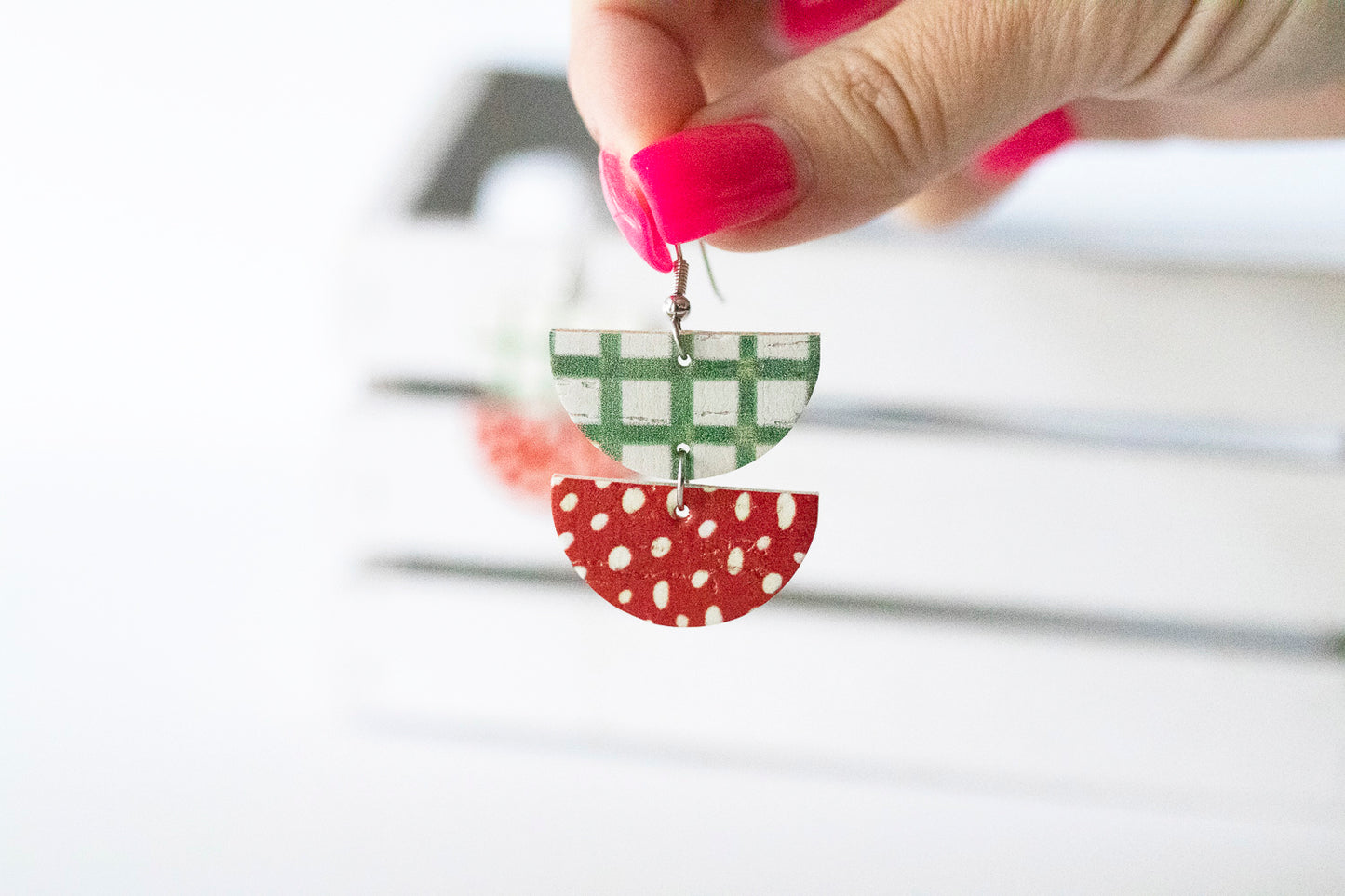 Leather Earrings / Demi Luna / Strawberry Basket