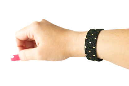 Leather Bracelet / Slim Cuff / Starry Night Dots