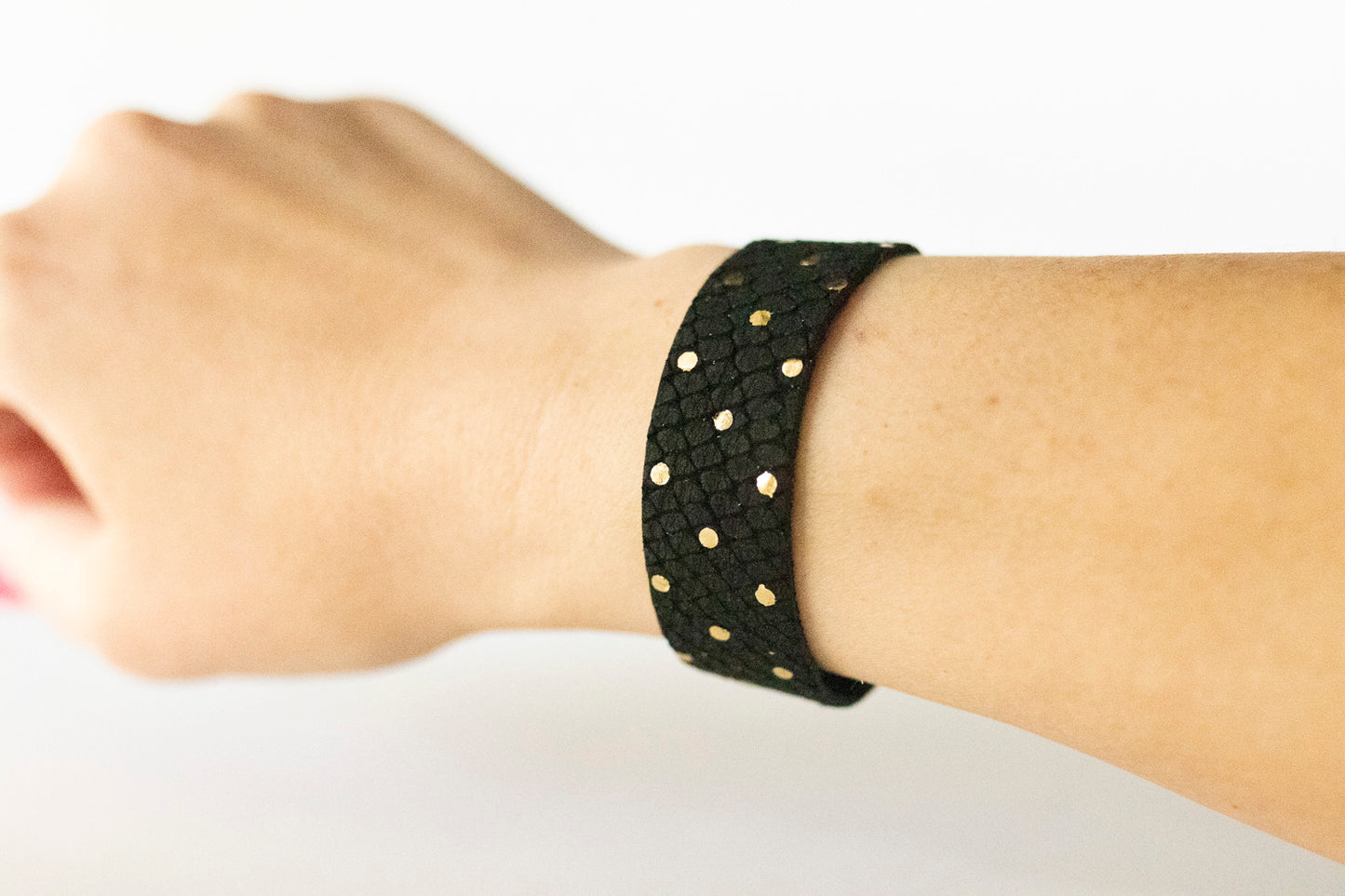 Leather Bracelet / Slim Cuff / Starry Night Dots