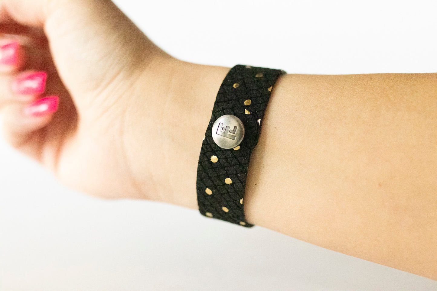 Leather Bracelet / Slim Cuff / Starry Night Dots