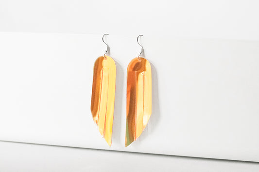 Leather Earrings / Fringe / Mango Jelly