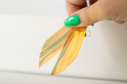 Leather Earrings / Fringe / Mango Jelly