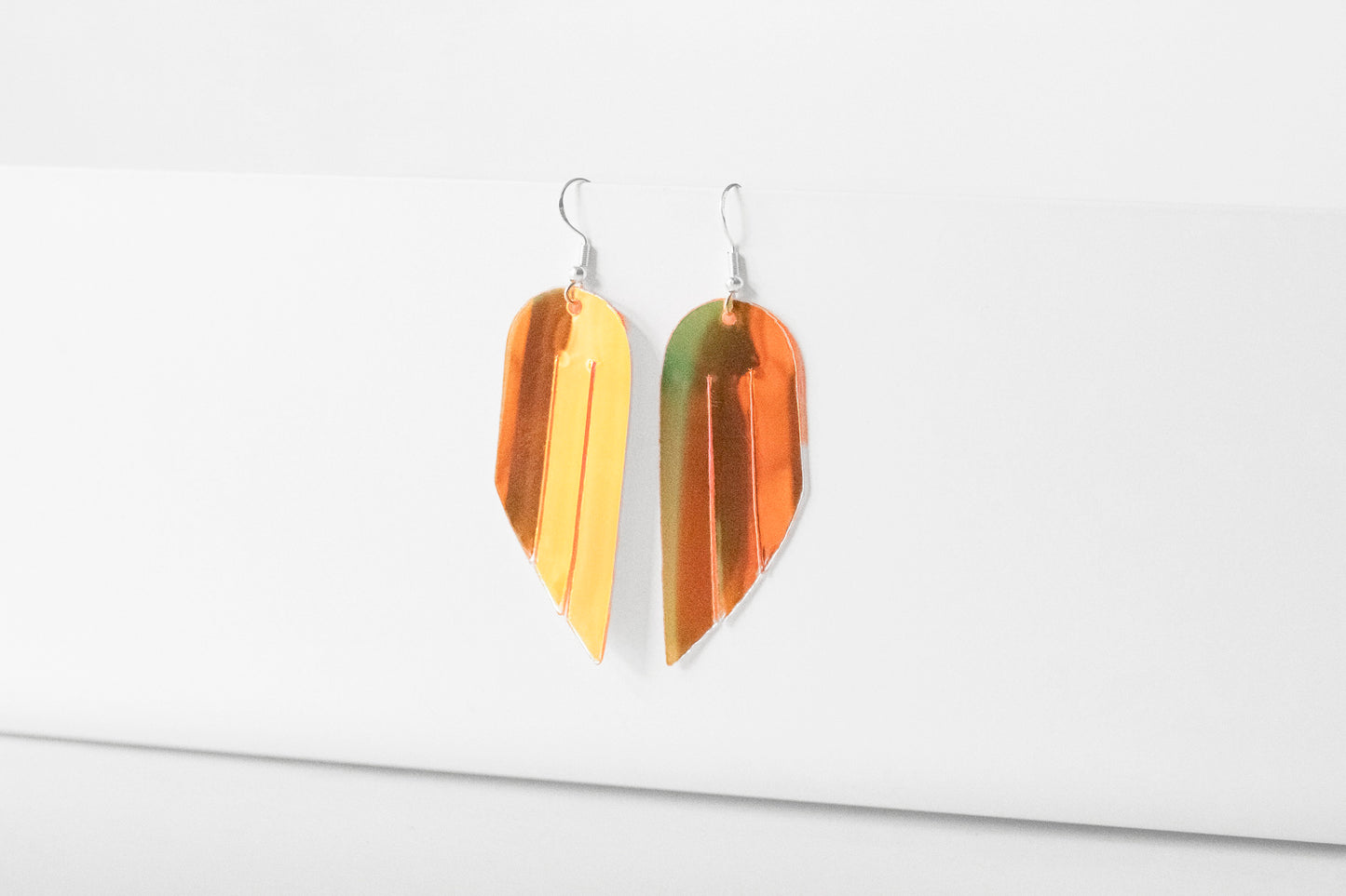 Leather Earrings / Mini Fringe / Mango Jelly