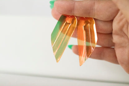 Leather Earrings / Mini Fringe / Mango Jelly