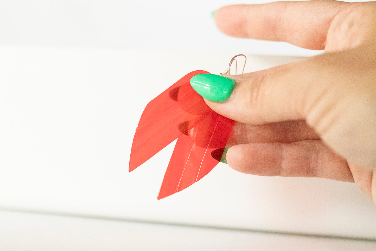 Leather Earrings / Mini Fringe / Strawberry Jelly