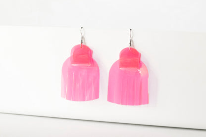 Leather Earrings / Fringies / Dragon Fruit Jelly