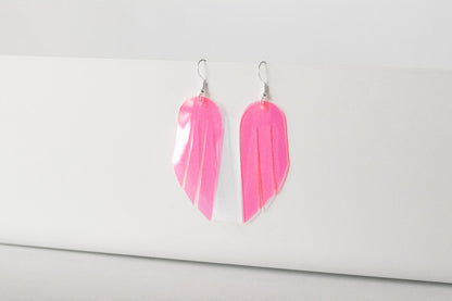 Leather Earrings / Mini Fringe / Dragon Fruit Jelly