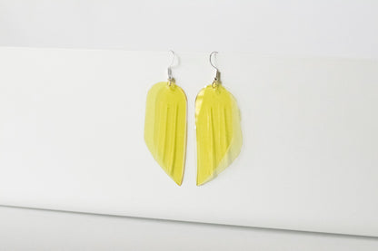 Leather Earrings / Mini Fringe / Lemon Jelly