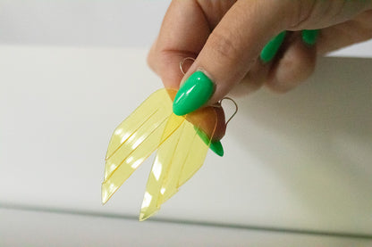 Leather Earrings / Mini Fringe / Lemon Jelly