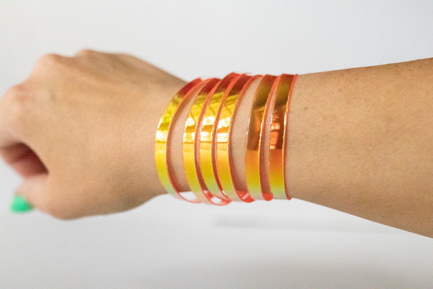 Leather Bracelet / Original Sliced Cuff / Mango Jelly