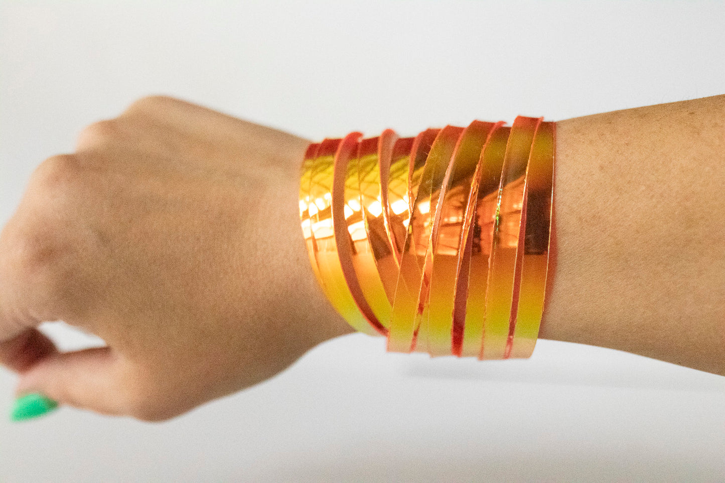 Leather Bracelet / Original Sliced Wrap Cuff / Mango Jelly