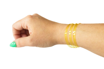 Leather Bracelet / Ultra Skinny Sliced Cuff / Lemon Jelly