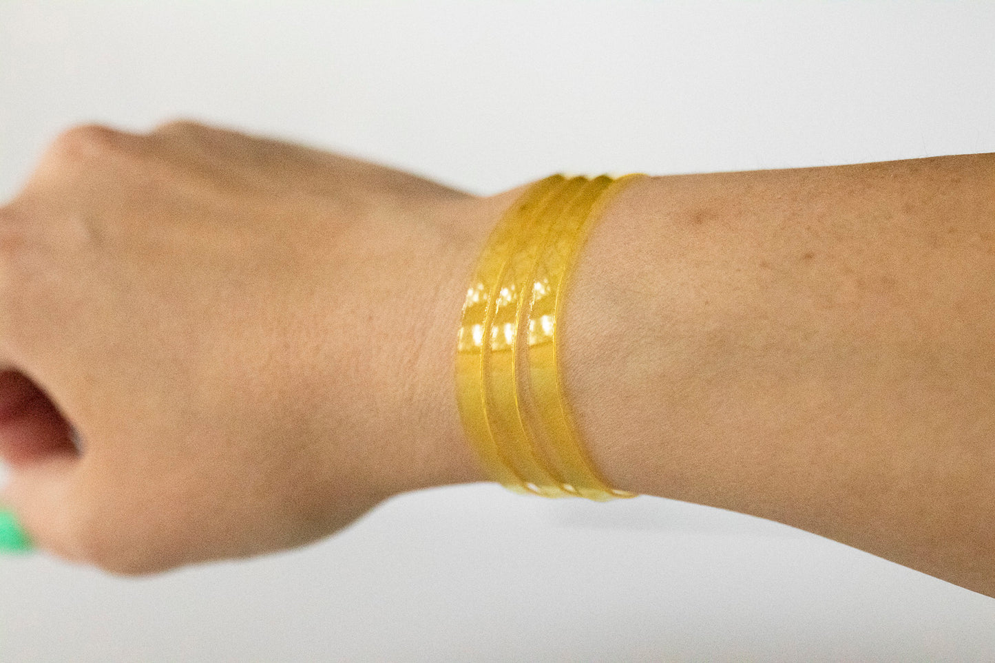 Leather Bracelet / Ultra Skinny Sliced Cuff / Lemon Jelly