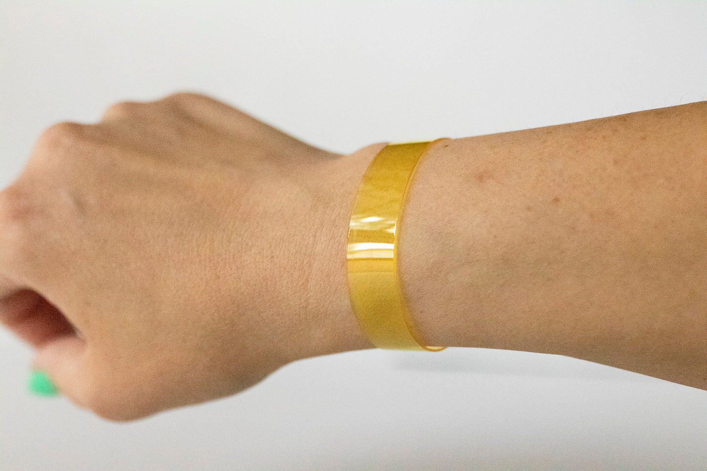 Leather Bracelet / Skinny Slim Cuff / Lemon Jelly