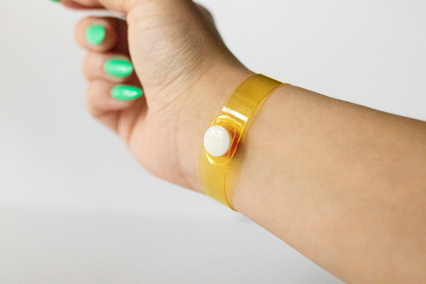 Leather Bracelet / Skinny Slim Cuff / Lemon Jelly