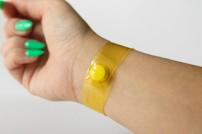 Leather Bracelet / Slim Cuff / Lemon Jelly