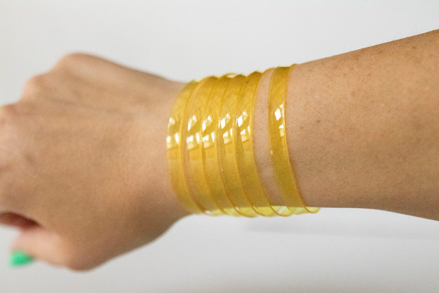 Leather Bracelet / Original Sliced Cuff / Lemon Jelly