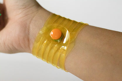 Leather Bracelet / Original Sliced Cuff / Lemon Jelly