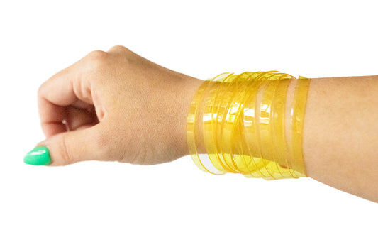 Leather Bracelet / Original Sliced Wrap Cuff / Lemon Jelly