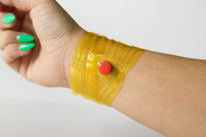 Leather Bracelet / Original Sliced Wrap Cuff / Lemon Jelly