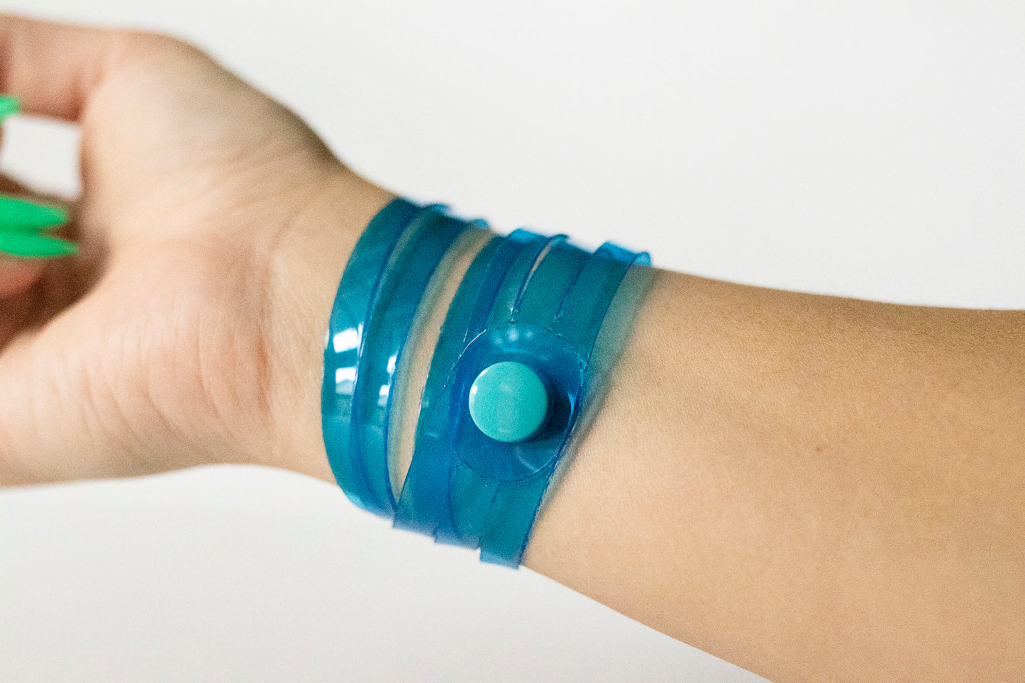 Leather Bracelet / Skinny Sliced Wrap Cuff / Blueberry Jelly