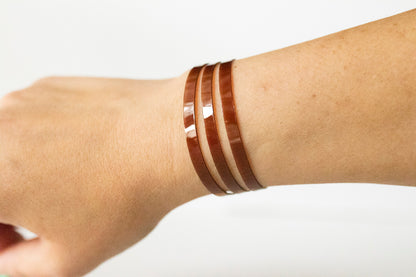 Leather Bracelet / Ultra Skinny Sliced Cuff / Coffee Jelly