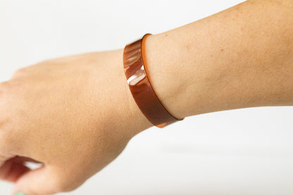 Leather Bracelet / Skinny Slim Cuff / Coffee Jelly