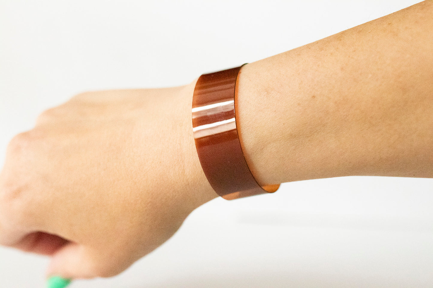 Leather Bracelet / Slim Cuff / Coffee Jelly