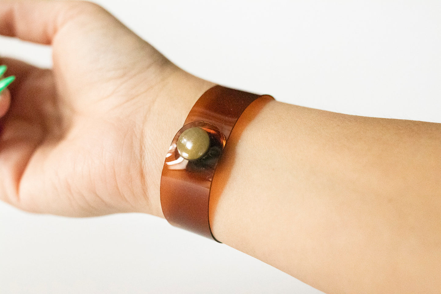 Leather Bracelet / Slim Cuff / Coffee Jelly