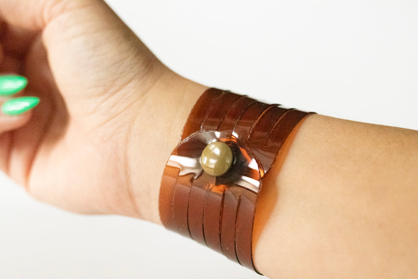 Leather Bracelet / Original Sliced Cuff / Coffee Jelly