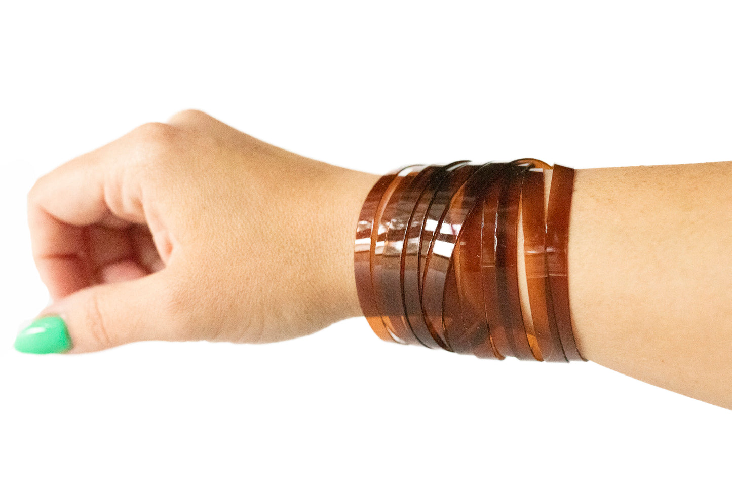 Leather Bracelet / Original Sliced Wrap Cuff / Coffee Jelly