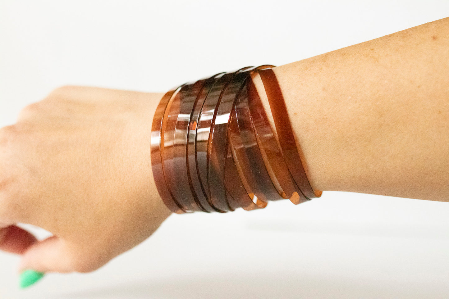 Leather Bracelet / Original Sliced Wrap Cuff / Coffee Jelly