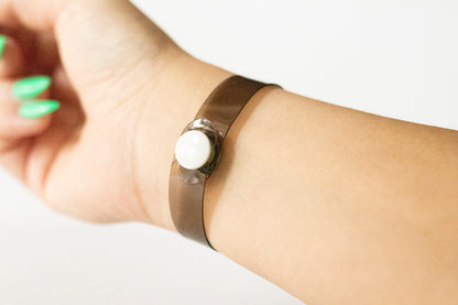 Leather Bracelet / Skinny Slim Cuff / Smoke Jelly