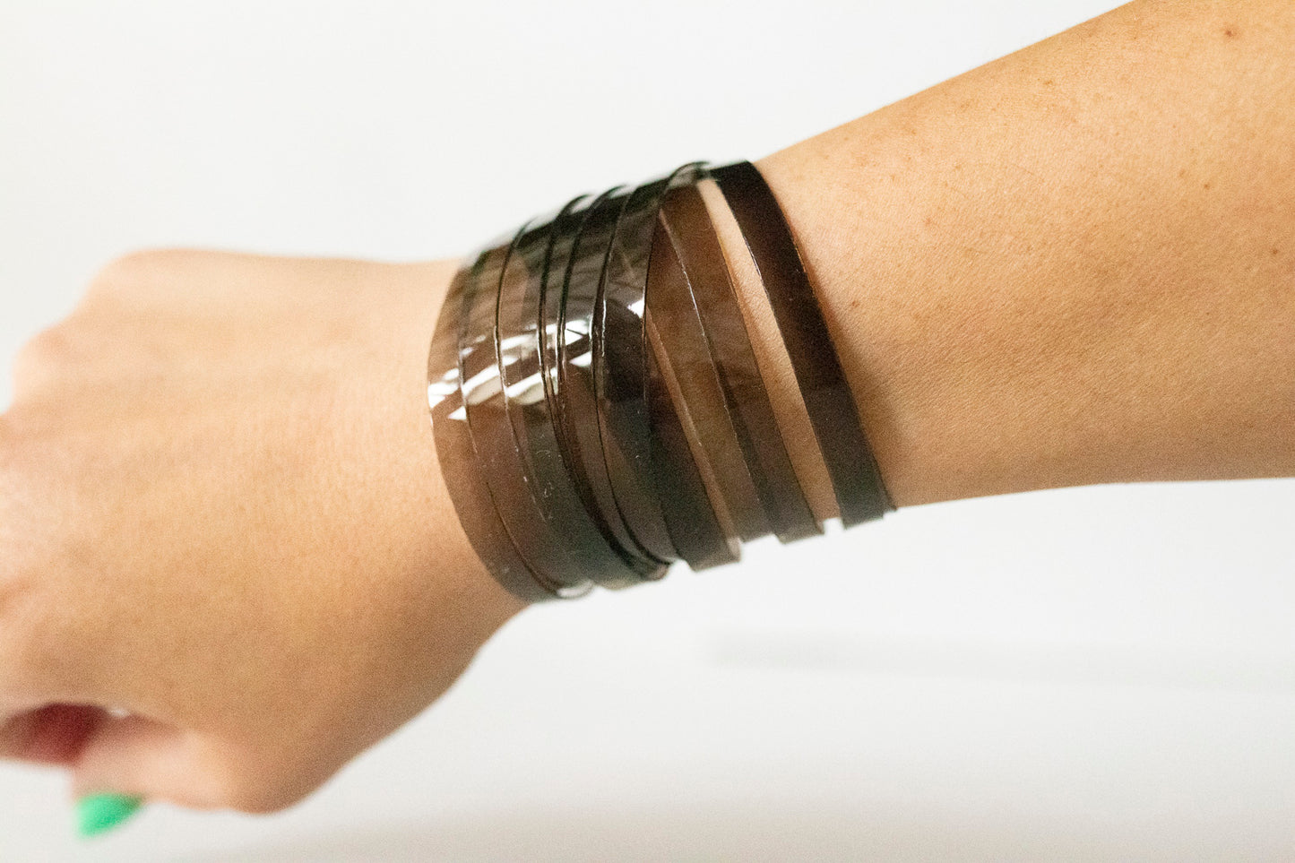 Leather Bracelet / Original Sliced Wrap Cuff / Smoke Jelly