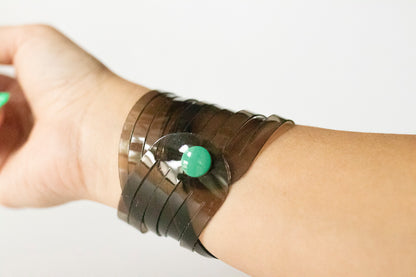 Leather Bracelet / Original Sliced Wrap Cuff / Smoke Jelly