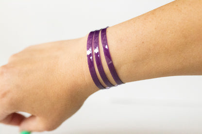 Leather Bracelet / Ultra Skinny Sliced Cuff / Grape Jelly