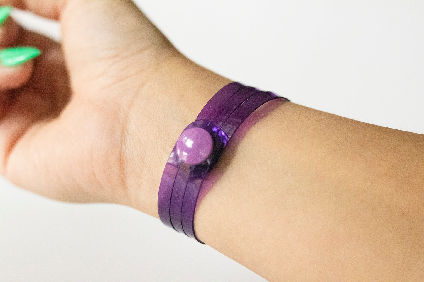 Leather Bracelet / Ultra Skinny Sliced Cuff / Grape Jelly