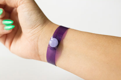 Leather Bracelet / Skinny Slim Cuff / Grape Jelly