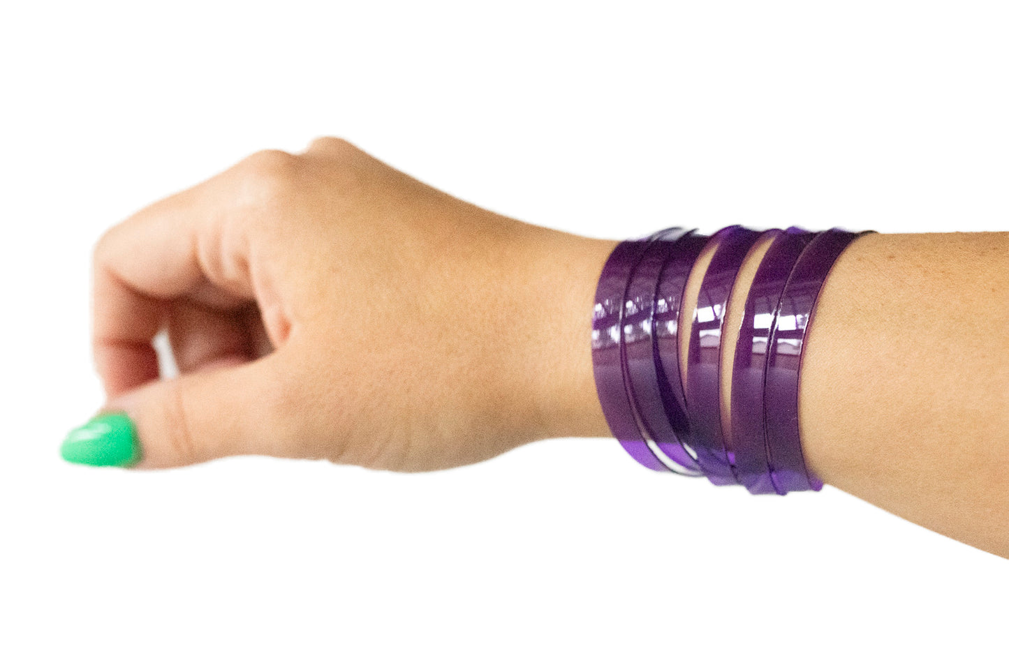 Leather Bracelet / Skinny Sliced Wrap Cuff / Grape Jelly