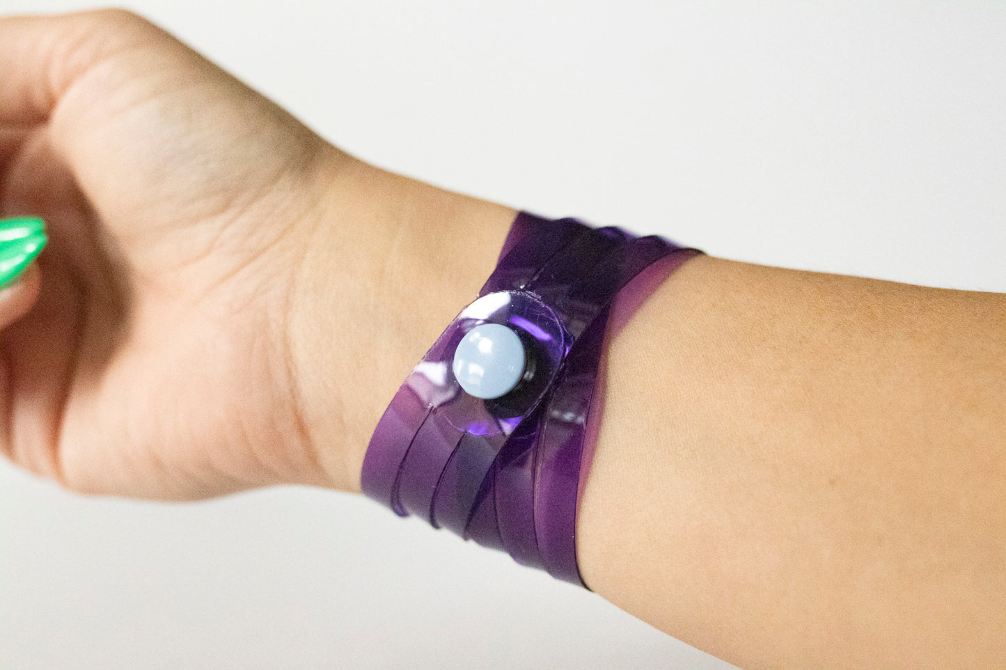 Leather Bracelet / Skinny Sliced Wrap Cuff / Grape Jelly