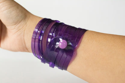 Leather Bracelet / Original Sliced Wrap Cuff / Grape Jelly